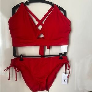 NWT Shade & Shore Vibrant Red Bikini Set